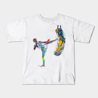 Kickbox Male Martial Artist Kids T-Shirt